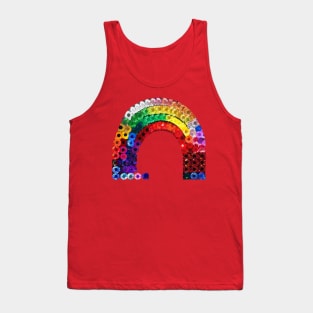 Retro Rainbow Sequin Print 70s 80s Vibe Tank Top